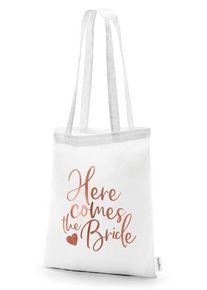 partydeco Arriva la borsa di stoffa della sposa 39 x 42 cm