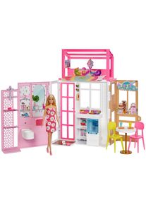 Barbie Puppenhaus »klappbar inkl. Puppe (blond) und Zubehör«, zum Mitnehmen; klappbar rosa