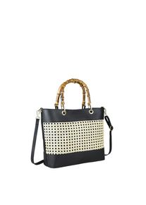 Collezione Alessandro Schultertasche »Havanna«, aus Rindsleder, mit echtem Bast schwarz