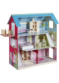 Roba® Puppenhaus »Puppenvilla«, inkl. 16 Puppenmöbel bunt Puppenhäuser