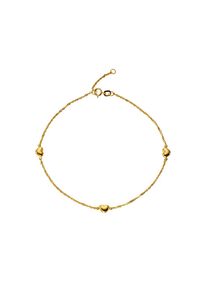 Firetti Fußkette »»Herzen«, in Singapurkettengliederung, 1, 2 mm, glänzend«, Made in Germany gelb Fußschmuck