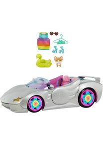 Barbie Puppen Fahrzeug »Extra, Cabrio, glitzert, mit Regenbogen Reifen und Zubehör« silberfarben