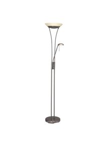 BRILLIANT LEUCHTEN LED Deckenfluter »Finn«, 2 flammig-flammig, Lesearm, H 179 cm, dimmbar, 2500 lm, warmweiß, Metall/Glas, eisen/weiß weiß