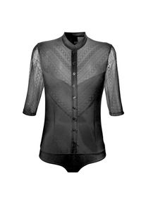 Turi Landhaus Shirtbody, Damen, mit blickdichtem Vorder- und Rückenteil schwarz 38 N-Gr Body aus weicher, elastischer Spitze