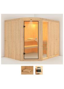 Karibu Sauna »Lakira«, (Set), ohne Ofen beige naturbelassen