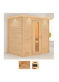 Karibu Sauna »Romina«, (Set), ohne Ofen beige naturbelassen