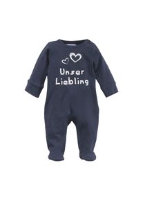 Klitzeklein Schlafoverall »Unser Liebling...«, aus Bio-Baumwolle blau 50/56 N-Gr marine Schlafanzug von Klitzeklein für Jungen