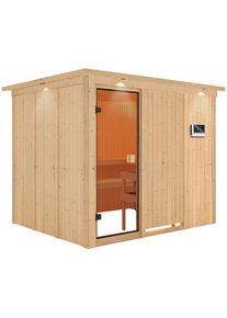 Welltime Sauna »Naimi«, (Set), 9-kW-Ofen mit ext. Steuerung beige naturbelassen