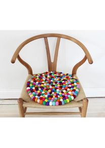 WOOLDOT Sitzkissen »Mixed Color«, (4 St.), rund, Filzkugel-Teppich, reine Wolle, auch als Set bestellbar bunt bunt/hellrot + gemustert