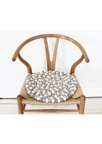 WOOLDOT Sitzkissen »Mixed Color«, (6 St.), rund, Filzkugel-Teppich, reine Wolle, auch als Set bestellbar grau hellgrau + gemustert