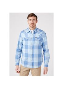 Wrangler Langarmhemd »Western« blau XXL N-Gr cerulean blue Mit Groß-Karo
