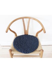 WOOLDOT Sitzkissen »Uni Color«, (2 St.), rund, Filzkugel-Teppich, reine Wolle, auch als Set bestellbar blau blau + meliert