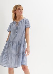 Sommer-Tunika-Kleid aus reiner Baumwolle in blau, Grösse 52, 100% Baumwolle, bonprix