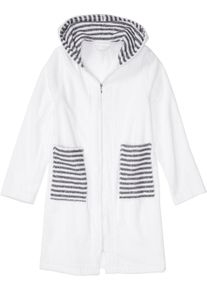 Frottee Bademantel aus Bio-Baumwolle mit Reißverschluss in weiss, Grösse 56/58 (3XL), 100% Baumwolle, bonprix