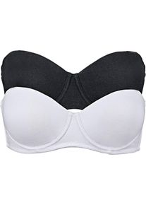 Trägerloser BH mit Bügel mit Bio-Baumwolle (2er Pack) in weiss, Grösse 80D, 95% Baumwolle, bonprix