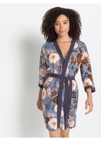 s.Oliver, Femmes Robe de chambre, cr&egrave;me / bleu fum&eacute; / bleu fonc&eacute; / cognac