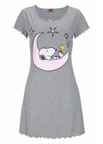 PEANUTS, Femmes Chemise de nuit, gris / blanc