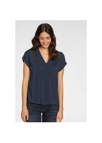 AJC Schlupfbluse, mit turn-up &Auml;rmeln und Riemen auf der Schulter blau 40 marine Luftige Kurzarm-Bluse mit tiefen V-Ausschnitt von AJC