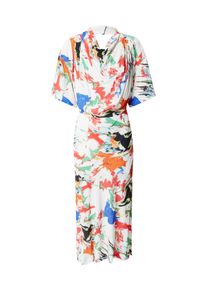 Karen Millen Kleid Damen Gr&ouml;&szlig;e 36 blau / orange / orangerot / wei&szlig; Winterkleid