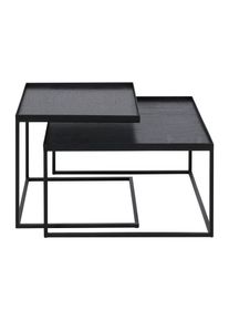 Couchtisch 2-er Set Schwarz quadratisch S/L Ethnicraft EINZELSTÜCK