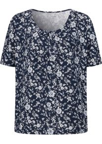 Damen Kurzarmshirt marine-hellblau-bedruckt