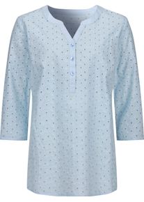 Damen Schlupfbluse mit Lochstickerei hellblau
