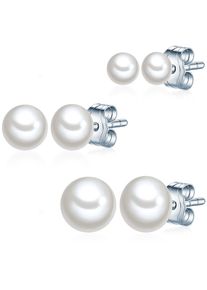 Valero Pearls, Femmes Boucles d'oreilles, argent / blanc perle