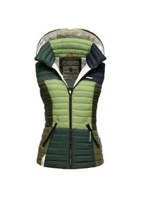 Navahoo Steppweste »Shadaa Multikulti«, Ärmellose Damen Weste im Colourblocking-Stil und Kapuze grün XXXL (46) tannengrün Modische ärmellose Damen...