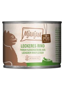 6x 200g leckeres Rind pur MjAMjAM Nassfutter für Katzen