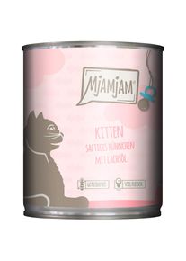 6x 800g Kitten saftiges Hühnchen mit Lachsöl MjAMjAM Nassfutter für Katzen
