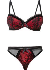 Schalen BH mit Bügel+String (2-tlg.Set) in schwarz, Grösse 85C (44/46), bonprix