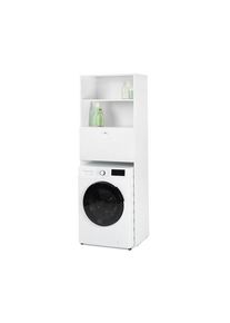 Tchibo - Waschmachinenschrank mit aufklappbarer Arbeitsfläche - 65x47x182,5cm - silber - Holz / Metall