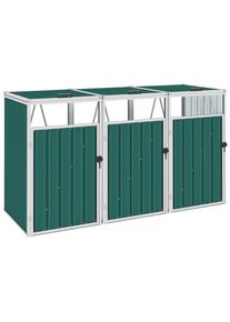 vidaXL Mülltonnenbox für 3 Mülltonnen Grün 213×81×121 cm Stahl