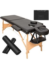 TecTake 2 Zonen Massageliege-Set Freddi mit 5cm Polsterung, Rollen und Holzgestell - schwarz