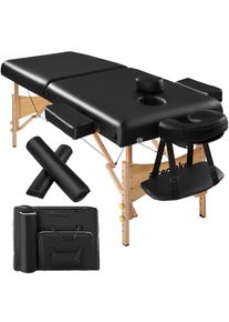 TecTake 2 Zonen Massageliege mit 7,5cm Polsterung und Holzgestell - schwarz
