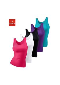 Petite Fleur Unterhemd, (5er-Pack), aus weicher Doppelripp-Qualität bunt 32 (32) pink, weiß, schwarz, lila, türkis Tanktops im praktischen 5er-Pack