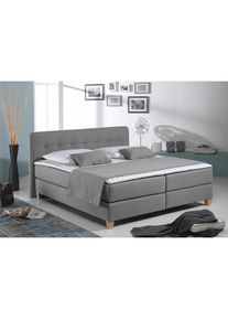 Home Affaire Boxspringbett »Fargo«, inkl. Topper, in 3 Matratzenarten, viele Farben, in 6 Breiten grau made_in_germany hellgrau