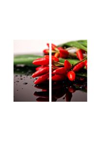 Wall-Art Herd-Abdeckplatte »Küche Herdabdeckplatte Chilli«, (Set, 2 tlg.) rot