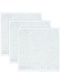 Möve MÖVE Waschlappen »Bamboo Luxe 3er Set Waschhandschuh«, (3 tlg.), mit seidig glänzenden Bordüren weiß snow