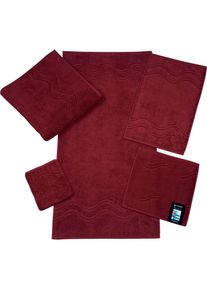 Ross Waschhandschuh »Cashmere feeling«, (6 tlg.), mit Wellen-Bordüre rot vino