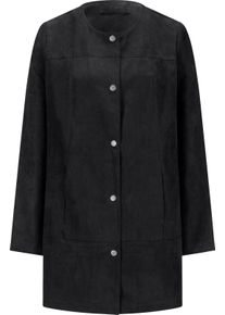 Damen Longblazer in Veloursleder-Optik schwarz