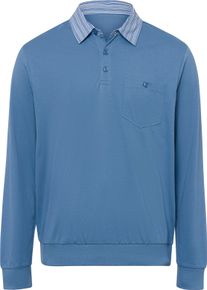 Herren Langarm-Poloshirt mittelblau