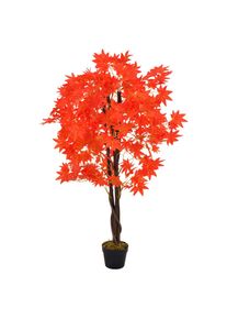 vidaXL Künstliche Pflanze Ahornbaum mit Topf Rot 120 cm