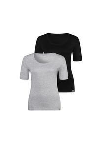 Bench. T-Shirt, (2er-Pack), aus weicher Feinripp-Qualität schwarz 36/38 schwarz, grau-meliert Figurnah geschnitten