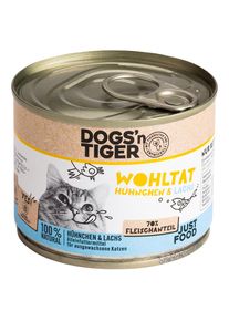 12x 200g Adult Cat Wohltat Hühnchen & Lachs Dogs'n Tiger Katzenfutter Nass