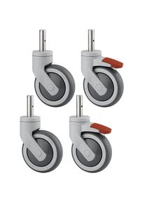 Kunststoffrolle, Set-Angebot, 2 Lenkrollen mit Doppelstopp und 2 Lenkrollen, Zapfen, Rad-&Oslash; x Breite 100 x 32 mm tente