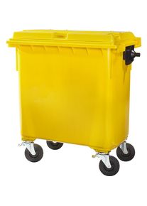 M&uuml;llcontainer aus Kunststoff, DIN EN 840, Volumen 660 l, BxHxT 1360 x 1235 x 765 mm, gelb