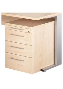 PETRA - Rollcontainer, Materialschale, 3 Schubladen, Ahorn-Dekor
