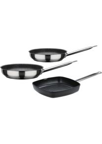 GSW Pfannen-Set »Le Chef Profi/Gastro Titanium«, Aluminiumguss, (Set, 3 tlg.), Induktion silberfarben silberfarben/schwarz