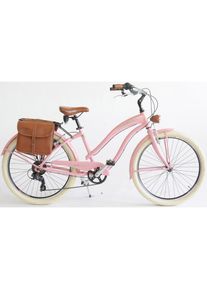 VENICE - I LOVE ITALY Cruiser »CRUISER Sun on the beach LADY«, 6 Gang, Kettenschaltung, (Set, 2 tlg., mit Doppeltaschen) pink Fahrrad